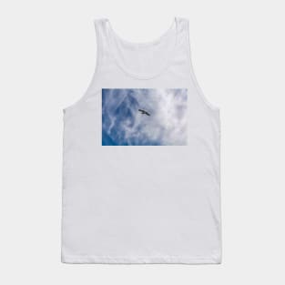 White seagull flying in bright blue sky Tank Top